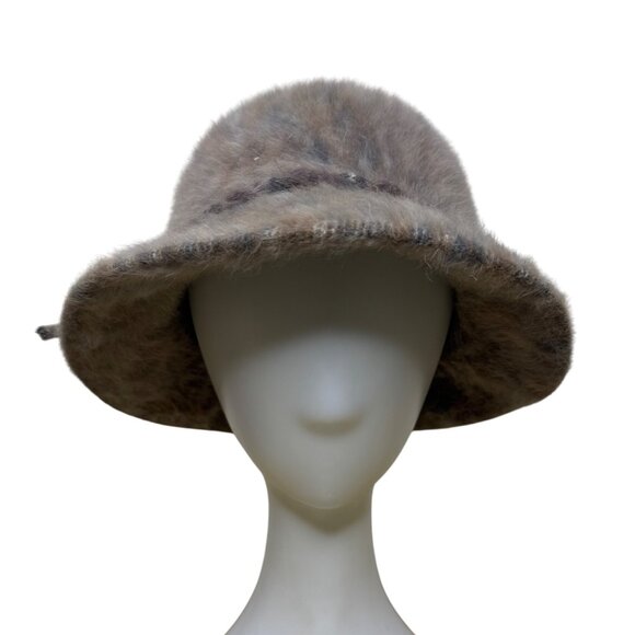 Kangol Womens Brown Faux Fur Bucket Hat England Cascade FC2024 Warm Soft Vintage - Picture 1 of 7
